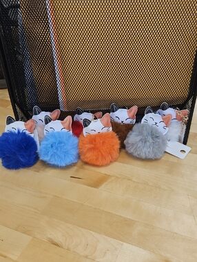 Cat Pom Pom Keychains Nwt